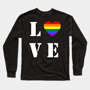 Love is Love LGBT Rainbow Flag Heart Long Sleeve T-Shirt